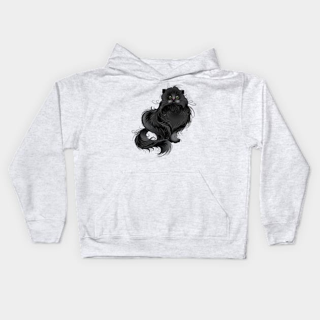 Fluffy black cat ( Fat cat ) Kids Hoodie by Blackmoon9